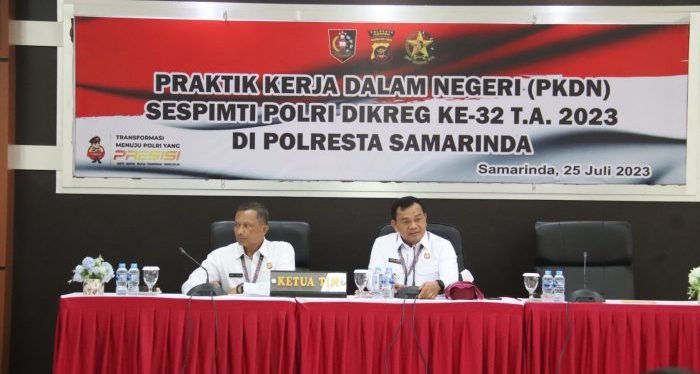 Sekolah Pimpinan Tinggi (Sespimti) Polri mengunjungi Kota Samarinda dalam rangka Praktek Kerja Dalam Negeri (PKDN) Sespimti Dikreg Ke-32 TA 2023, Selasa (25/07/2023). Foto: HO/Humas Polresta Samarinda.