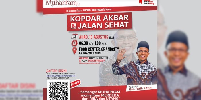 Jalan Sehat Inspiring Muharram 1445 H, BRBU Balikpapan Datangkan Ustadz Fatih Karim di Akhir Pekan Ini
