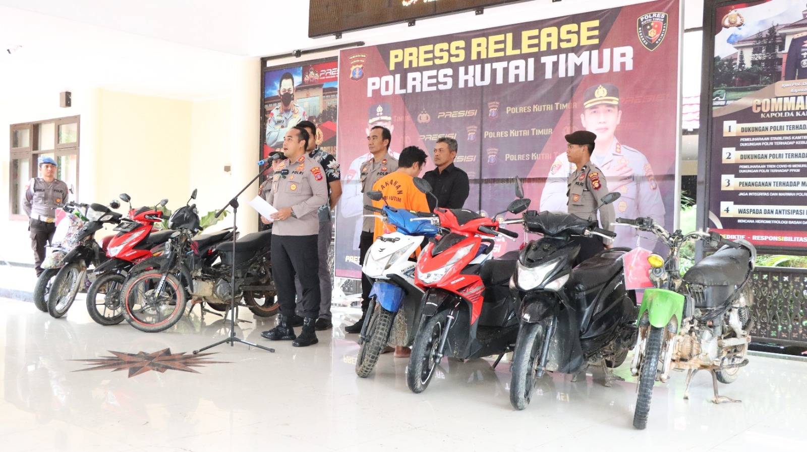 Ungkap Kasus Pencurian Kendaraan Bermotor, Polres Kutim Gelar Press Release