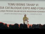 Temu Bisnis Tahap VI Indonesia Catalogue Expo and Forum (ICEF) bertempat di Grand Ballroom Jiexpo Jakarta Pusat, Kamis (04/08/23). Foto: HO/Pemkab Mahulu.