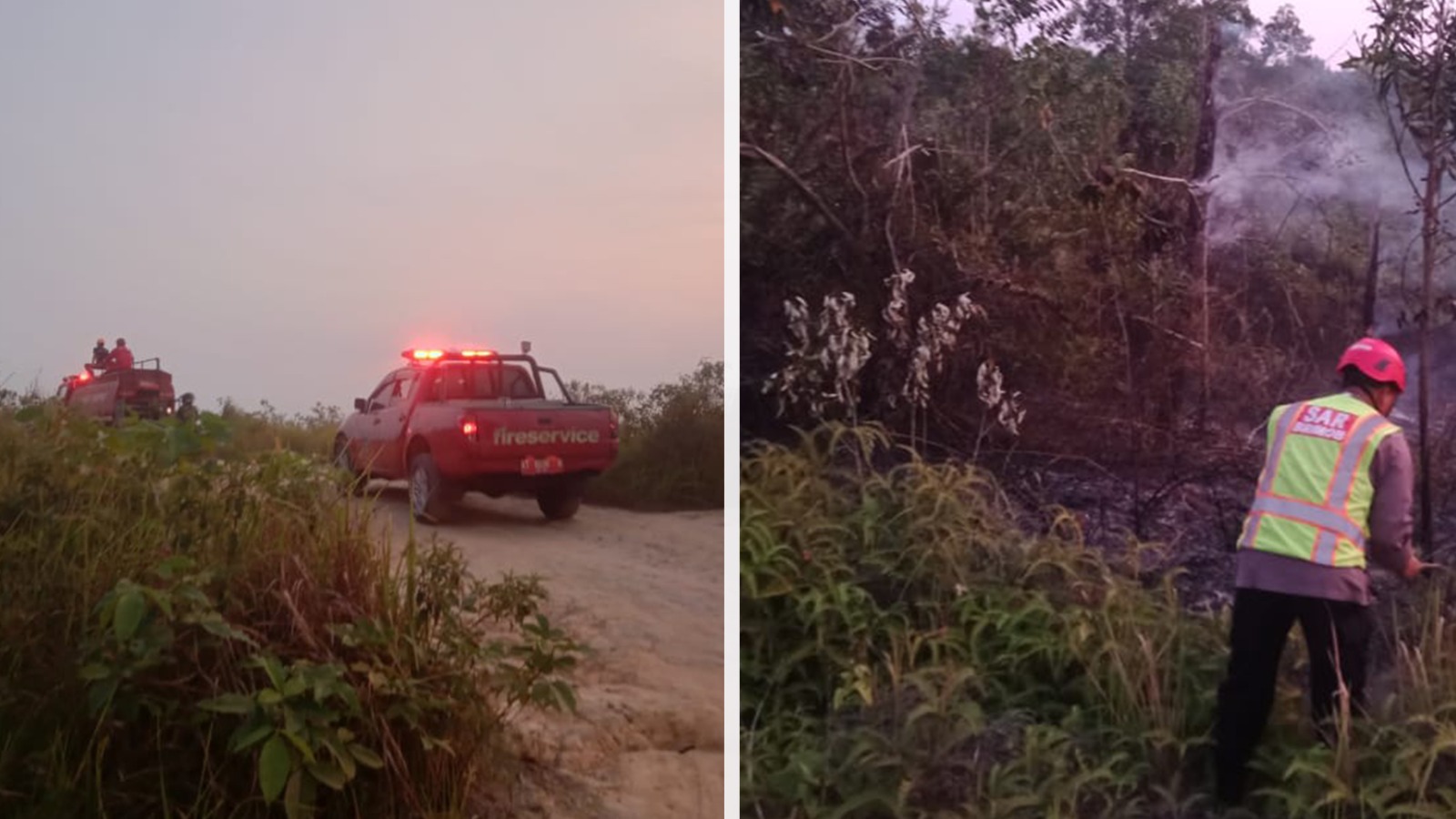 Respon Cepat Tanggap Bencana, Sat Brimob Polda Kaltim Turut Padamkan Kebakaran Lahan di Balikpapan