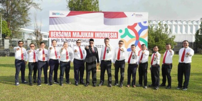 PT Kilang Pertamina Internasional (KPI) Unit Balikpapan Gelar Peringatan Hari Sumpah Pemuda (HSP) ke-95 di halaman Kantor Besar PT KPI Unit Balikpapan, Sabtu (28/10/2023). Foto: HO/KPI Unit Balikpapan.