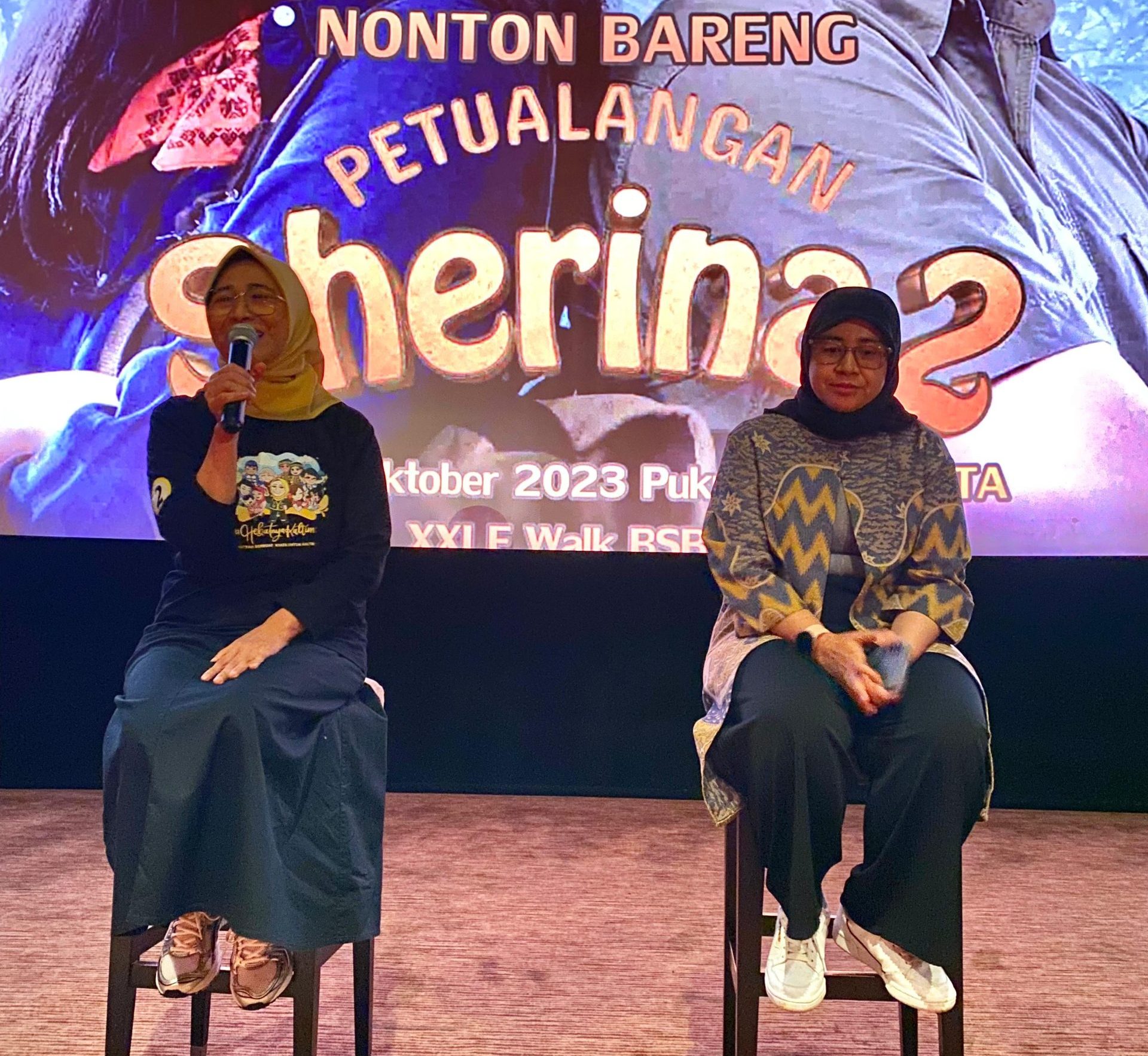 Pimpinan Komisi X Dewan Perwakilan Rakyat Republik Indonesia (DPR RI) Hetifah Sjaifudian menginisiasi gelaran Nonton Bareng Film Petualangan Sherina 2, di E-Walk XXI Balikpapan, Senin (30/10/2023). Foto: BorneoFlash.com/Ist.