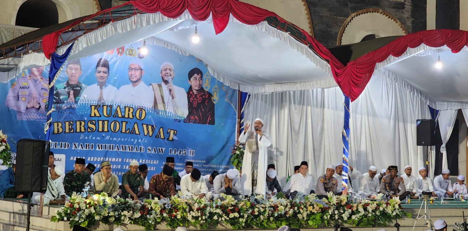 Peringati Maulid Nabi Muhammad SAW 1445 H Gelar Kuaro Bersholawat, Kapolsek: Jaga Kondusifitas Jelang Pemilu 2024 Aman dan Damai