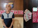 Terduga pelaku berinisial P (48) kasus tindak pidana narkotika jenis sabu ditangkap Polsek Bentian Besar pada Selasa (17/10/2023). Foto: HO/Humas Polres Kubar.