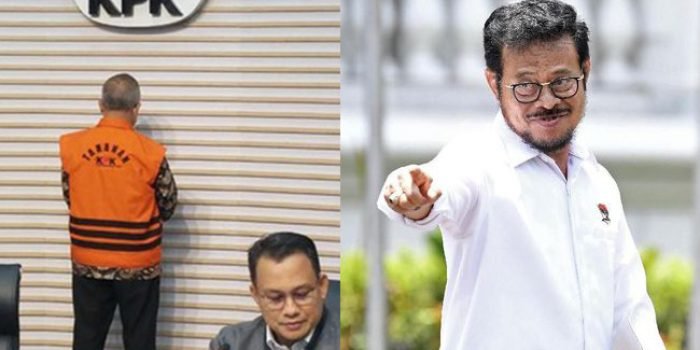 KPK menahan mantan Sekjen Kementan Kasdi Subagyono usai ditetapkan menjadi tersangka pada kasus korupsi oleh mantan Menteri Pertanian (Mentan) Syahrul Yasin Limpo. Rabu (11/10). Foto: Kolase/Berbagai Sumber.