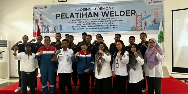 Closing Ceremony Pelatihan Welder yang Diselenggarakan PT Kilang Pertamina Internasional (KPI) Unit Balikpapan dan PT Kilang Pertamina Balikpapan (KPB) bekerja sama dengan UPTD Balai Latihan Kerja Industri (BLKI) Balikpapan dalam kegiatan , Rabu (08/11/2023). Foto: HO/KPI Unit Balikpapan.
