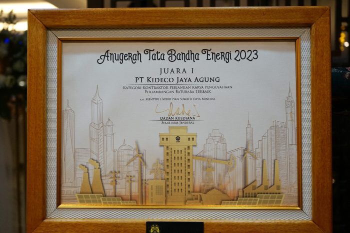 Kideco menjadi Juara I dalam Anugerah Tata Bandha Energi 2023. HO/Kideco.