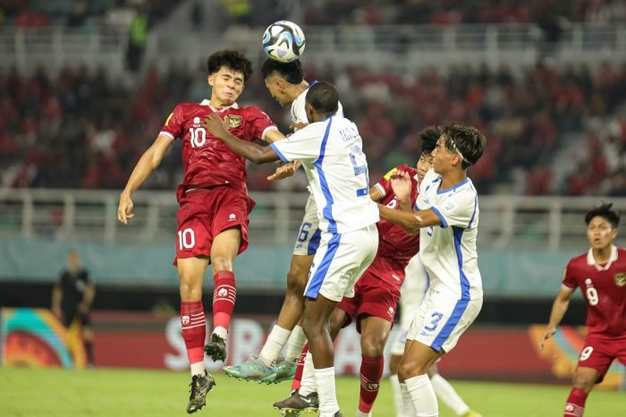 Pertandingan Tim U-17 Indonesia Kontra Panama dalam laga kedua Grup A di Stadion Gelora Bung Tomo, Surabaya, Senin (13/11/2023). Foto: HO/pssi.org.