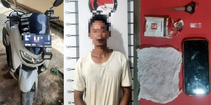 Tersangka F (29), diamankan Satrenarkoba Polres Kubar pada Kamis, 23 November 2023 di pinggir jalan Kelurahan Melak Ulu. Foto:HO/Humas Polres Kubar.