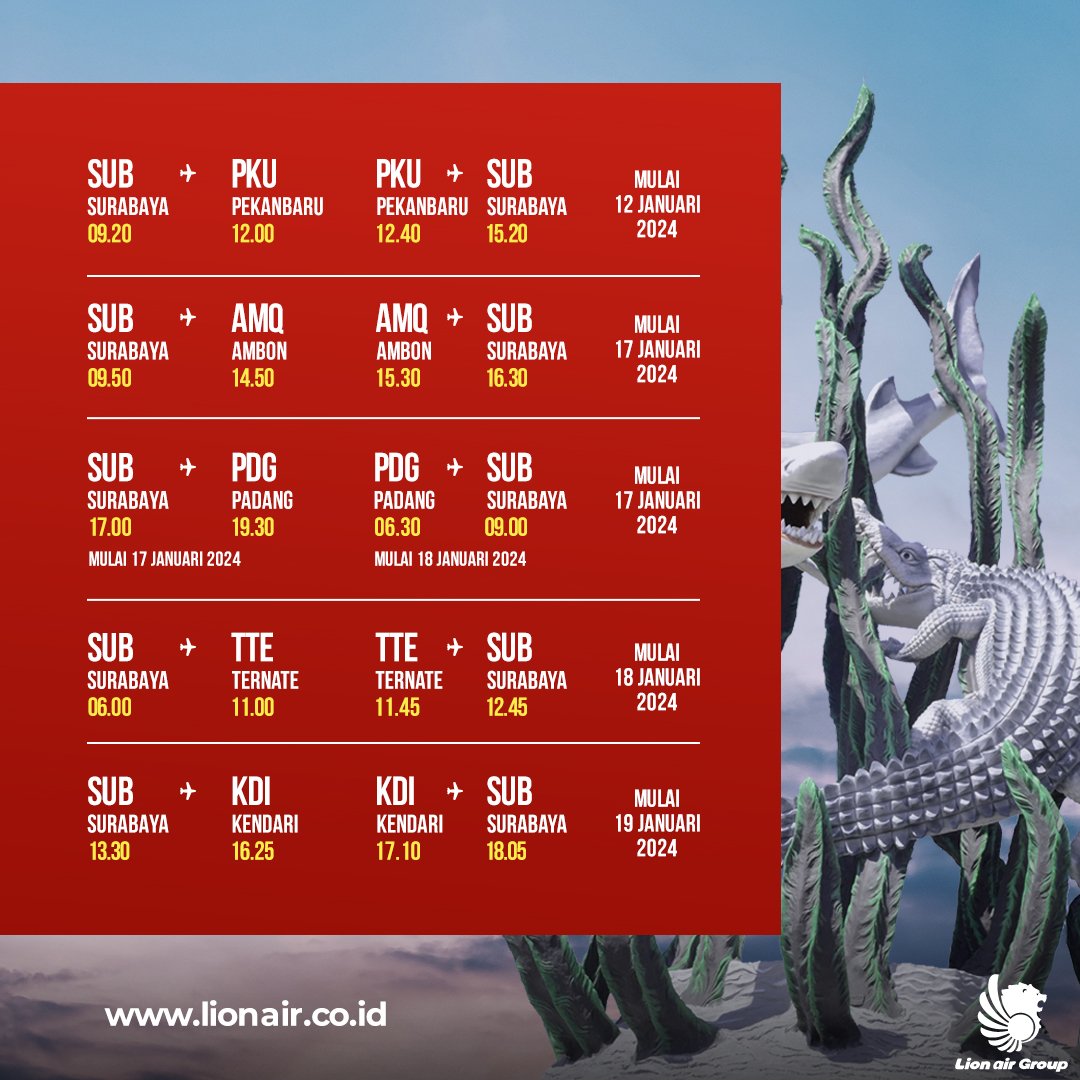Temukan 5 Kota Tujuan yang Bakal Ramai 2024, Lion Air Terbang Langsung dari Surabaya