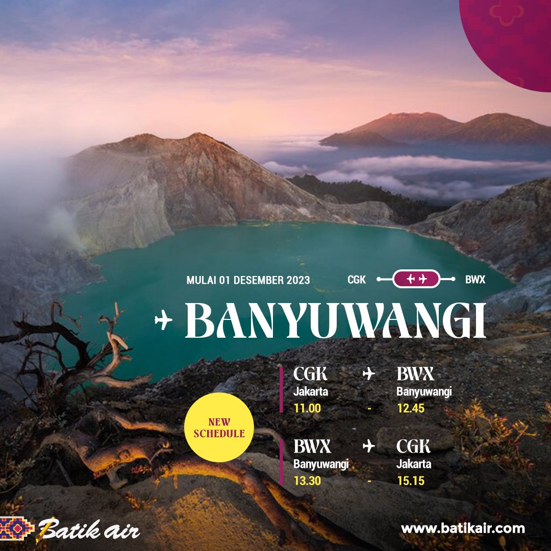 Pesona Khusus yang Melekat, Batik Air Terbang Kembali ke Banyuwangi Langsung dari Jakarta