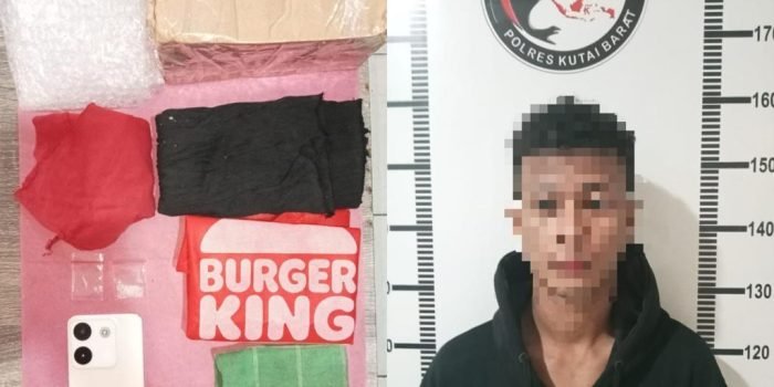 Pelaku kasus peredaran narkotika jenis Sabu dan barang Bukti. Foto: HO/Humas Polres Kubar.