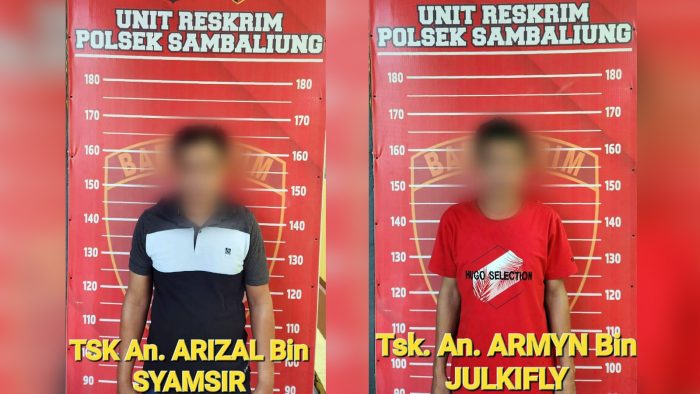 AM (37) dan AZ (43) diamankan di Polsek Sambaliung karena sebabkan keributan di salah satu cafe. Foto: HO/Humas Polda Kaltim.