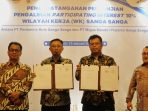 PT PHSS dan PT MMPSS telah menandatangani Perjanjian Pengalihan dan Pengelolaan 10 persen Participating Interest (PI) Wilayah Kerja (WK) Sanga Sanga untuk Provinsi Kalimantan Timur (Kaltim) dalam sebuah acara di Jakarta, Senin (15/1/2024).  Foto: IST/PHSS