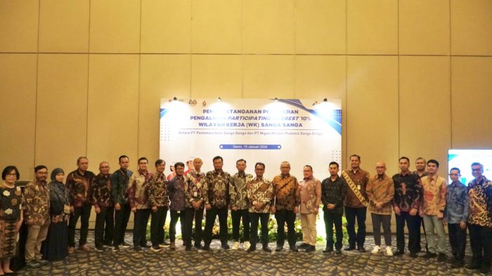 PT PHSS dan PT MMPSS telah menandatangani Perjanjian Pengalihan dan Pengelolaan 10 persen Participating Interest (PI) Wilayah Kerja (WK) Sanga Sanga untuk Provinsi Kalimantan Timur (Kaltim) dalam sebuah acara di Jakarta, Senin (15/1/2024). Foto: IST/PHSS