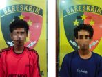 Pelaku pencurian berinisial W (33) dan AS (31) di sebuah toko sembako di jalan Padat Karya RT 009, Desa Sungai Meriam, Kutai Kartanegara. Foto: HO/Humas Polda Kaltim.