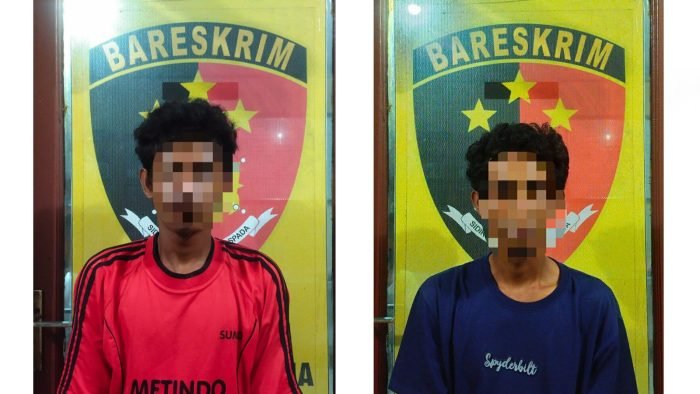 Pelaku pencurian berinisial W (33) dan AS (31) di sebuah toko sembako di jalan Padat Karya RT 009, Desa Sungai Meriam, Kutai Kartanegara. Foto: HO/Humas Polda Kaltim.
