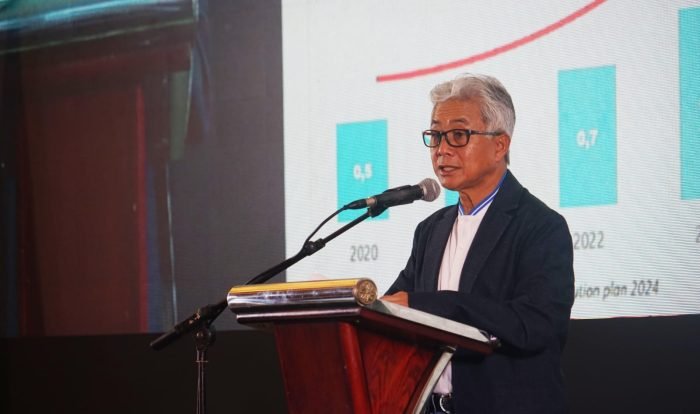 Kepala SKK Migas, Dwi Soetjipto saat memberikan sambutan kegiatan CEO Forum Tahun 2024, di Bogor pada hari Sabtu (3/2/2024). Foto: HO/SKK Migas.