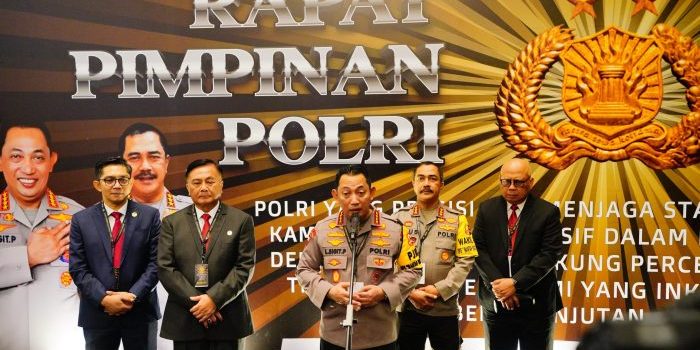 Kapolri Jenderal Listyo Sigit Prabowo saat Rapat Pimpinan (Rapim) TNI-Polri di Gedung Tribrata, Jakarta Selatan, Kamis  (29/2/2024). Foto: HO/Humas Polda Kaltim
