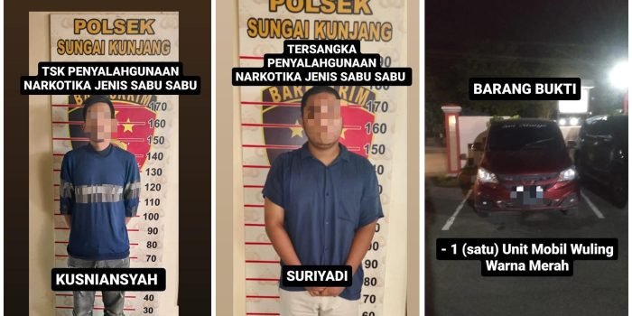 Tersangka KNY dan SRY diamankan di Polsek Sungai Kunjang. Foto: HO/Humas Polda Kaltim