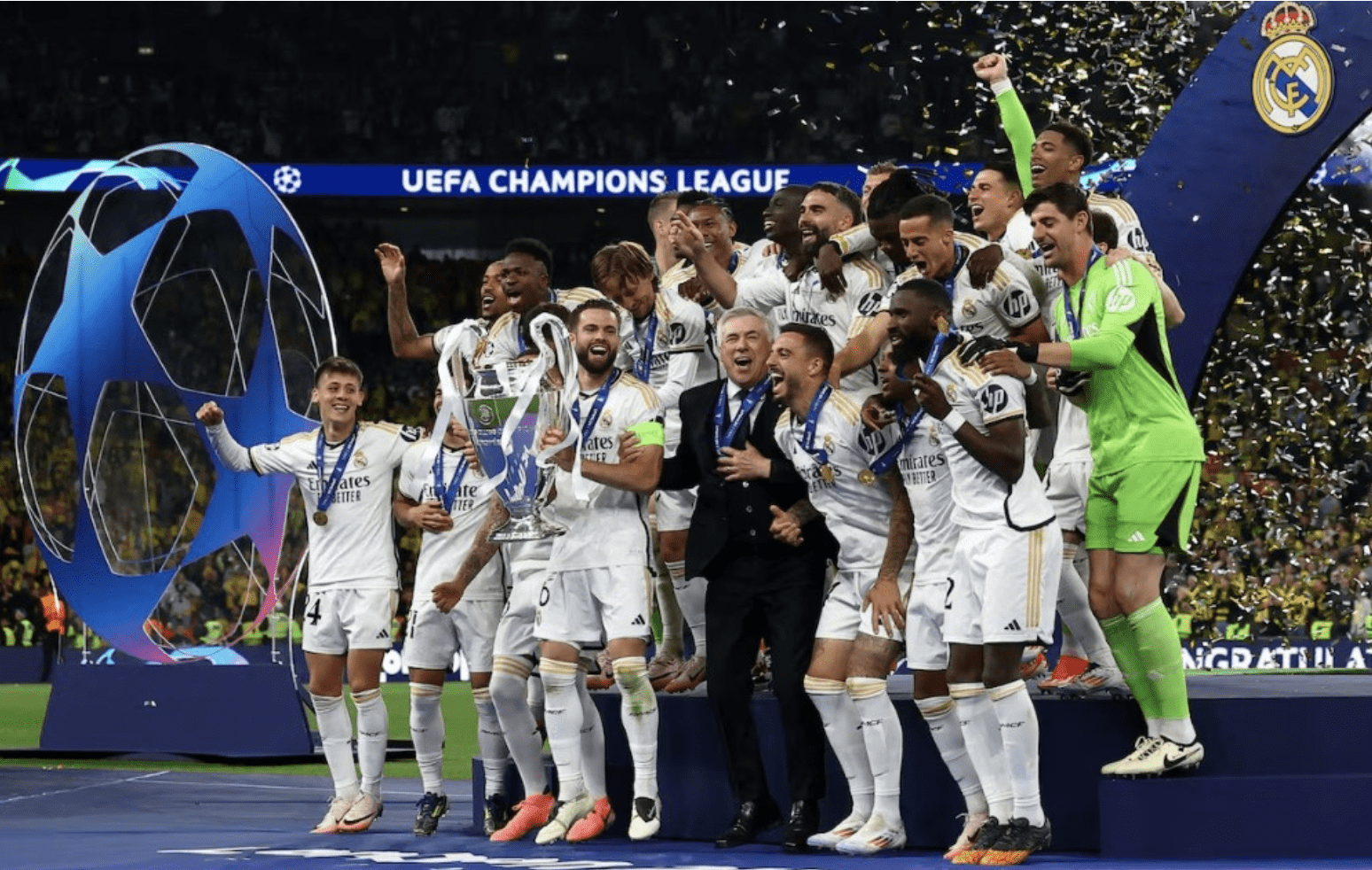 Real Madrid menorehkan sejarah baru dengan menjadi tim pertama yang meraih 15 gelar Liga Champions. Foto: Reuters