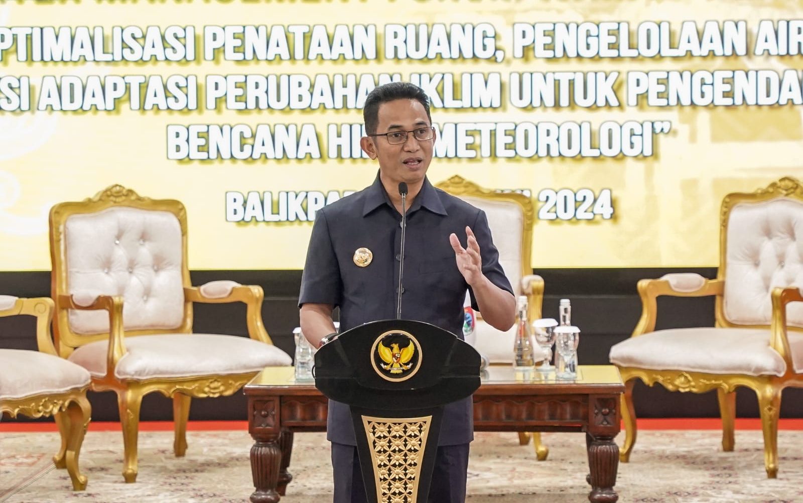 Wali Kota Balikpapan, Rahmad Mas'ud saat menghadiri kegiatan Knowledge Management Forum (KMF) Pokja Perubahan Iklim, di Aula Balai Kota Balikpapan, pada hari Senin (3/6/2024). Foto: BorneoFlash/IST