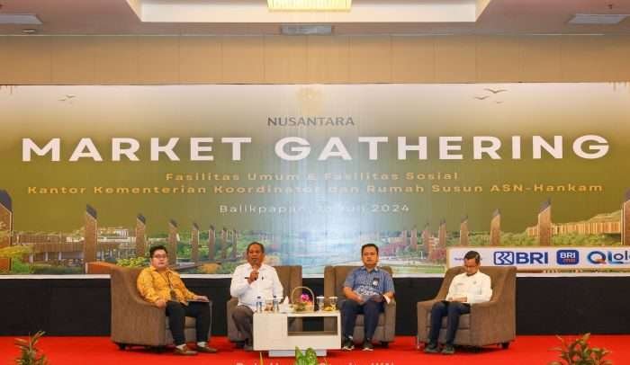 Otorita Ibu Kota Nusantara (IKN) menyelenggarakan kegiatan Market Gathering Pengisian Area Komersil Kantor Kementerian Koordinator (Kemenko) dan Rumah Susun Aparatur Sipil Negara (ASN) - Pertahanan Keamanan (Hankam) di Platinum Hotel, Balikpapan pada Selasa (16/07/2024). Foto: HO/Humas Otorita IKN