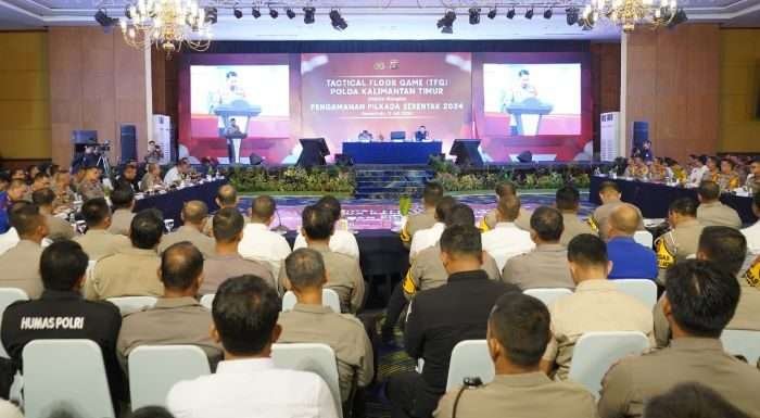 Polda Kaltim tengah menyusun skenario pengamanan lewat TFG dan Sispamkota, dalam upaya meningkatkan kesiapsiagaan dan keamanan menjelang Pilkada 2024, pada hari Kamis (11/7/2024). Foto: HO/Humas Polda Kaltim