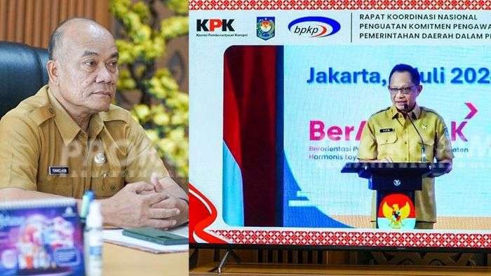 Wakil Bupati Mahulu Yohanes Avun saat mengikuti Rakornas Penguatan Komitmen Pengawasan Penyelenggaraan Pemerintahan Daerah Dalam Pemberantasan Korupsi Pemerintah Daerah Yang Dihadiri Langsung Menteri Dalam Negeri Tito Karnavian, Melalui zoom meeting, Senin (08/07/2024). Foto: HO/Prokopim Mahulu