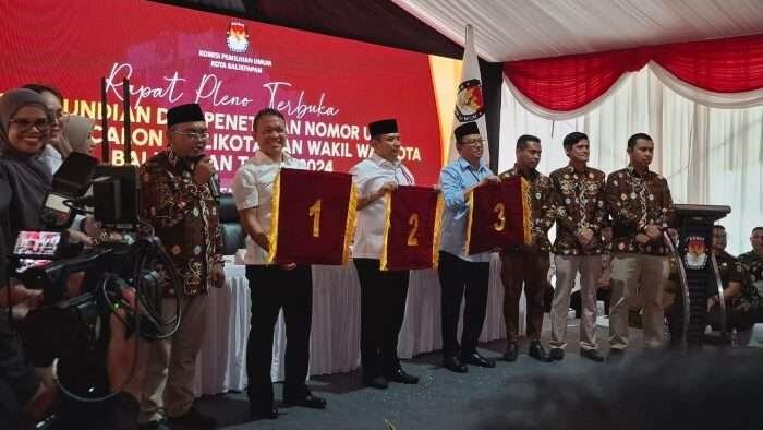 Ketiga pasangan calon Wali kota dan Wakil Wali kota Balikpapan Tahun 2024 Telah Mendapatkan Nomor Urut. Foto: BorneoFlash/Niken Sulastri