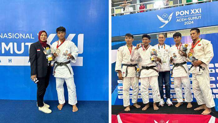 Bripda Judo Arrasy Putra Personel SPN Polda Kaltim berhasil meraih medali perunggu di cabang olahraga Judo. Foto: HO/Humas Polda Kaltim