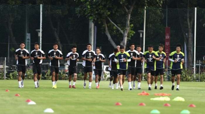 Timnas Indonesia menggelar latihan sebagai persiapan mengikuti ronde ketiga Kualifikasi Piala Dunia 2026 zona Asia. Foto: HO/pssi.org