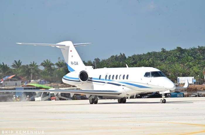 Pendaratan perdana pesawat jet berpenumpang di Bandara IKN, Kalimantan Timur, berlangsung mulus dan selamat, Kamis (12/9/2024).(Dok. Kemenhub)