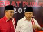 Paslon Wali Kota Balikpapan dan Wakil Wali Kota Balikpapan Rendi Susiswo Ismail dan Eddy Tarmo, Usai debat Publik Pertama di Novotel Hotel Balikpapan, pada hari Rabu (23/10/2024). Foto: BorneoFlash/Niken Sulastri