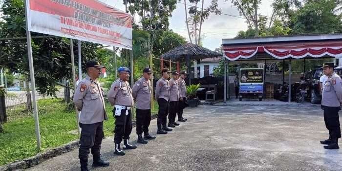 Polsek Marang Kayu melaksanakan apel siaga dalam rangka Operasi Mantap Praja 2024, pada Rabu (16/10/2024). Foto: BorneoFlash/IST