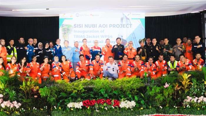 Acara seremoni Sail Away Jacket pertama, yakni jaket WPS-4, Proyek Sisi Nubi Area of Interest (SNB AOI) di Tanjung Pinang, Kepulauan Riau, pada 5 November 2024. Foto: IST/PHM