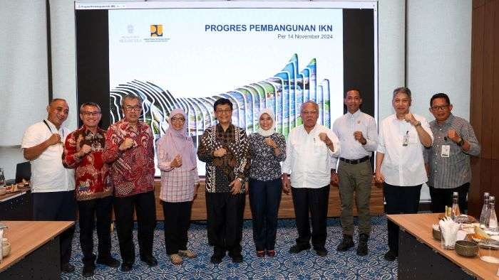 Badan Pemeriksa Keuangan (BPK) Republik Indonesia disambut bersama Kepala Otorita IKN, M. Basuki Hadimuljono saat kunjungan kerja ke IKN pada Kamis (21/11/2024). Rombongan BPK. Foto: HO/Humas Otorita IKN
