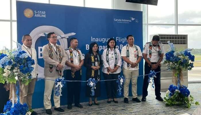 Inaugural Flight Garuda Indonesia di selenggarakan di area ruang tunggu keberangkatan (Gate 1) Bandara Internasional SAMS Sepinggan Balikpapan, pada hari Senin (18/11/2024). Foto: BorneoFlash/Niken Sulastri