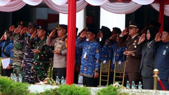Peringatan HUT ke-53 Korpri berlangsung di halaman Balaikota Balikpapan, Jumat (29/11/2024). Foto: HO/Humas Polresta Balikpapan
