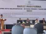 Rapat Paripurna DPRD Kota Balikpapan ke 29, masa sidang I Tahun 2024/2025, di Gedung Parkir Klandasan Lantai 8, pada hari Senin (25/11/2024). Foto: BorneoFlash/Niken Sulastri