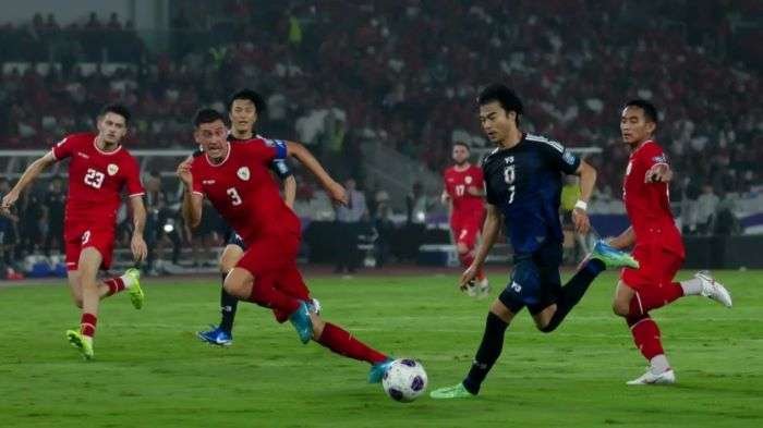 Timnas Indonesia saat melawan Jepang di Stadion Utama Gelora Bung Karno (SUGBK), Jakarta pada Jumat (15/11/2024) malam. Foto: Ist/tvOnenews.com