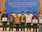 Kementerian Agama (Kemenag) memberi penghargaan kepada lima qari, qariah, dan hafiz yang berprestasi di ajang Musabaqah Tilawatil Qur’an (MTQ) Internasional. (Ist).