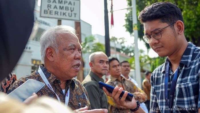 Kepala Otorita Ibu Kota Nusantara (IKN) Basuki Hadimuljono setelah mengikuti Musrenbangnas di Kantor Kementerian PPN/Bappenas pada Senin (30/12/2024). Foto: HO/Humas Otorita IKN