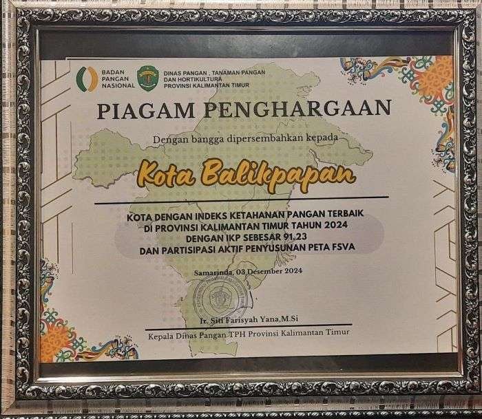 Kota Balikpapan menjadi kota dengan indeks ketahanan pangan terbaik di Provinsi Kalimantan Timur Tahun 2024. Foto: BorneoFlash/Ist