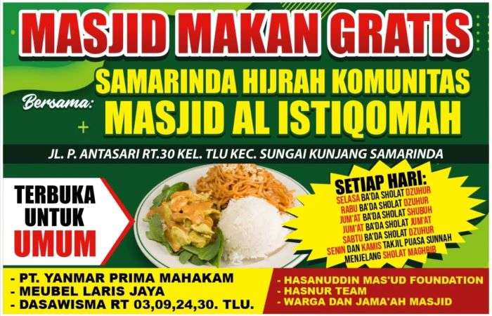 Masjid Al-Istiqomah Samarinda yang berada di tepi jalan raya menuju Tenggarong ini menyediakan kopi, teh, hingga makanan gratis untuk jamaah dan musafir. Foto: BorneoFlash/Ist