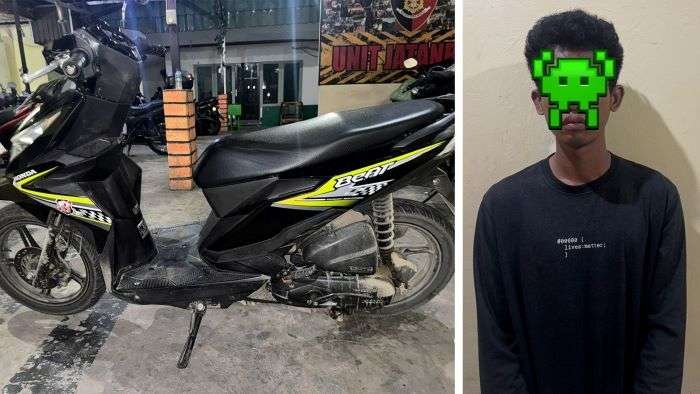 Pelaku, berinisial ABU (28 tahun) diamankan beserta barang bukti 1 unit Honda Beat hitam. Foto: HO/Humas Polda Kaltim