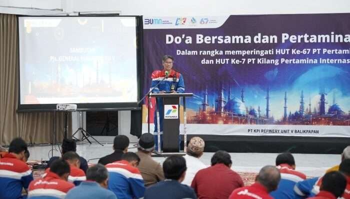 Pjs. General Manager PT KPI Unit Balikpapan, Novie Handoyo Anto Pada Saat Acara puncak HUT ke-67 PT Pertamina (Persero) dan HUT ke-7 PT Kilang Pertamina Internasional (KPI), di Main Hall Banua Patra, pada Selasa (10/12/2024). Foto: HO/PT KPI Unit Balikpapan