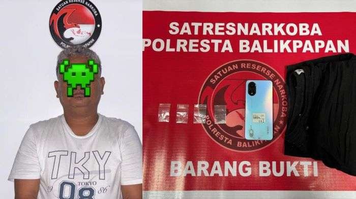Pelaku dan Barang Bukti Berhasil Diamankan Tim Opsnal Satresnarkoba Polresta Balikpapan dalam Operasi yang berlangsung pada Rabu (4/1/2025). Foto: HO/Humas Polresta Balikpapan