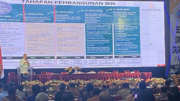 Staf Khusus Bidang Komunikasi Publik, Troy Pantouw, saat tampil mewakili Otorita IKN di MUNAS PGLII yang dihadiri oleh sekitar 500 peserta di Living Plaza, Balikpapan, pada Selasa (18/03/2025). Foto: IST/Humas Otorita IKN